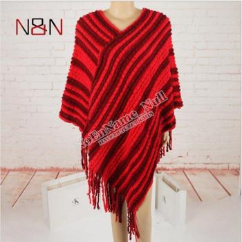 Thin Knit Oversized V-Neck Poncho for Women