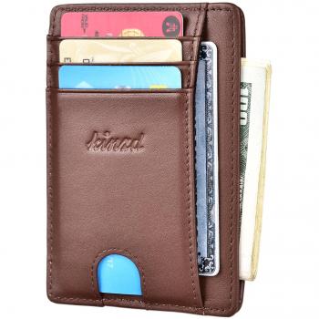 Kinzd Slim Leather RFID Blocking Front Pocket Wallet