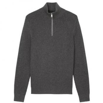 Regular Fit Troyer mit gerippten Abschlüssen