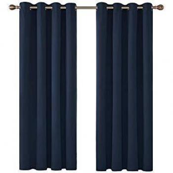 Deconovo Rideaux Occultants Thermiques 132x114 CM Bleu Marine, 2 Pièces