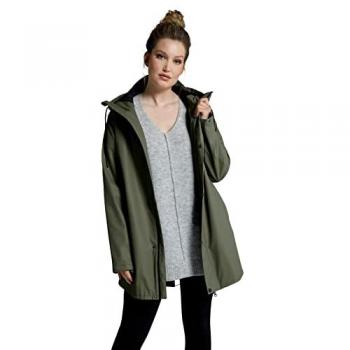 Giacca impermeabile con cappuccio e fodera a quadri HYPRAR, Donna, Verde, Taglia 52/54