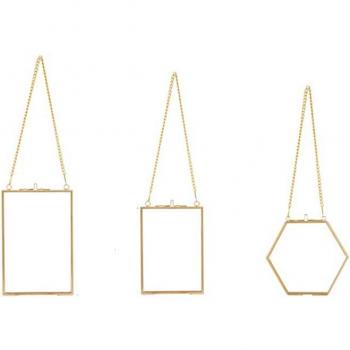 3 Pack Golden Hanging Glass Frames