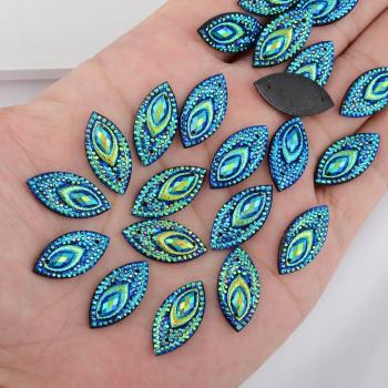 BOLIAO 20Pcs Horse Eye Shape Blue Flatback Rhinestones