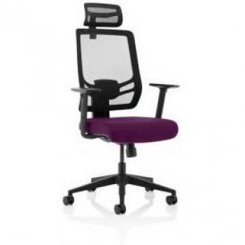 Dynamic Ergo Twist Office Seating, 66 cm W × 63 cm D, Black Fabric Seat, Mesh Back – Tansy Purple