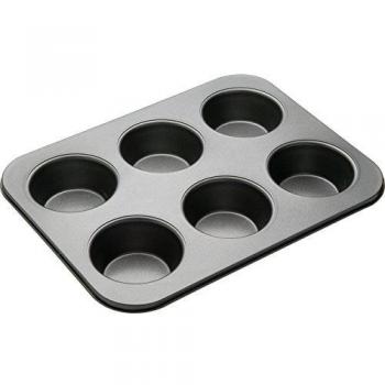 Molde para 6 Muffins MasterClass, Acero, Negro, 35x26x5 cm