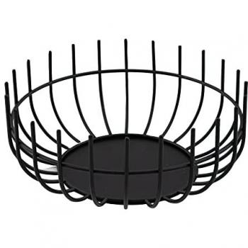 Corbeille à fruits noire Ø 25 cm – Wire par Tore Bleuzé, modèle POINT VIRGULE