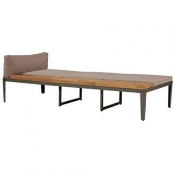 Chaise longue en bois massif avec coussins en tissu Marron