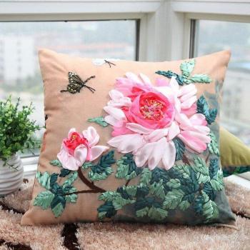 3D Ribbon Embroidery Pillow Case DIY Kit