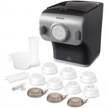 Philips Pastamaker 200 W HR2358 – vollautomatische Nudelmaschine mit 8 Formen, Grau/Silber