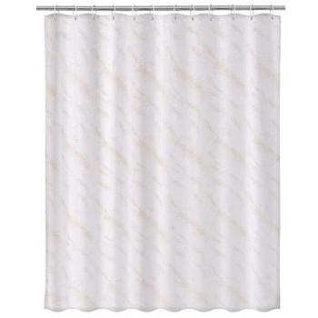 Rideau de douche design contemporain blanc or – 180 × 200 cm