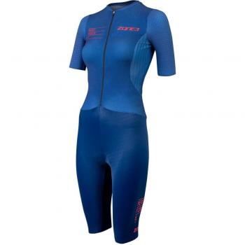 Short Sleeve Zone3 Aeroforce X II Trisuit for Women – Blue/Pink (S)