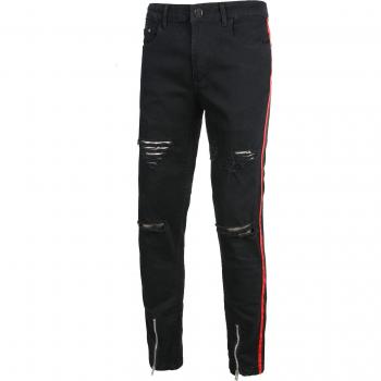 Men's Black Distressed Stretch Skinny Jeans