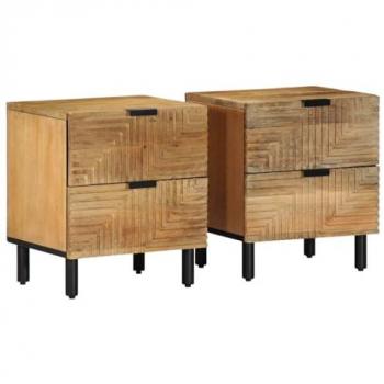 Mobili da letto 2x marrone 40x33x46 cm in legno massiccio di mango