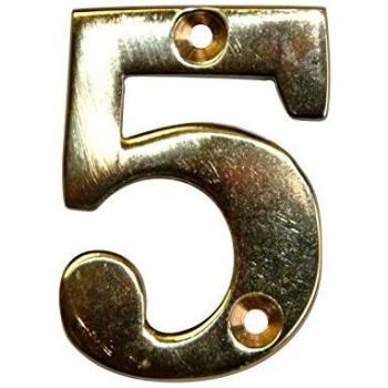 Numero 5 in ottone lucido per numerazione