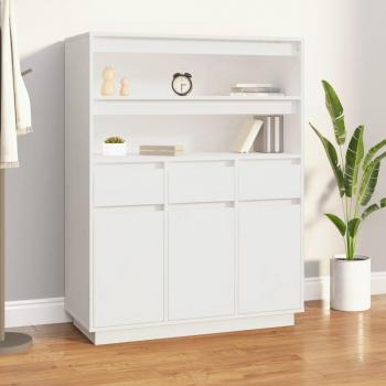 VidaXL Küchenhochschrank Weiß 89x40x116,5 cm Kiefer Massivholz