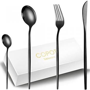 Dishwasher-Safe Black Cutlery Set