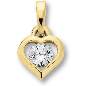Eleganter Zirkonia Herz Anhänger in Gelbgold 333