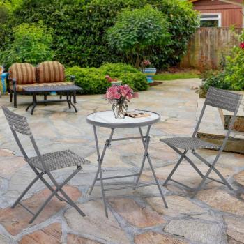 Outsunny Propane Fire Pit Table with Rain Cover