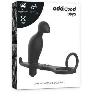 ADDICTED TOYS Plug Anal con Anillo de Silicona y Vibración Negro 12 cm 1 unidad