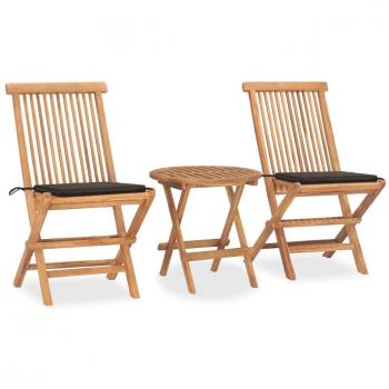 Ensemble de Salle à Manger de Jardin Pliable 3 pcs en Teck
