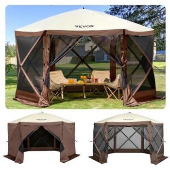 Toldo Mosquitero Instantáneo Vevor 6 Lados – 11.5x11.5 ft, Color Marrón