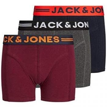 Jack & Jones Bóxer Jaclichfield Jr, Pack de 3, Gris Oscuro Melange, Talla 128 para Niños
