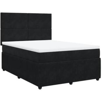 Divano Letto Giroletto con Materasso Nero 140x200 cm in Velluto