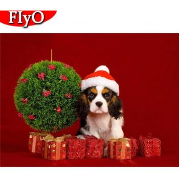 Christmas Diamond Dog Picture 20x30cm
