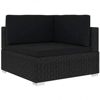 VidaXL Poltrona angolare modulare in polirattan con cuscini nera