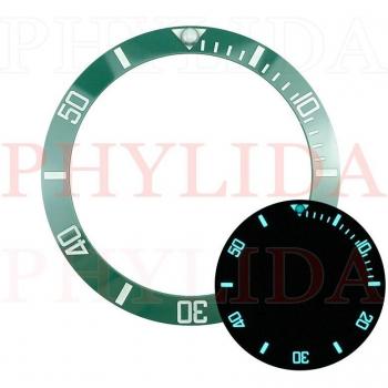 Bisel Superluminoso de 38mm en Negro, Azul y Verde para SKX007/009