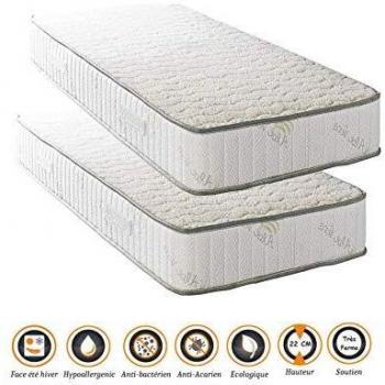 Duo de Matelas Hypoallergéniques 90x190 cm
