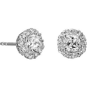 Pendientes de circonitas en plata acabada en platino