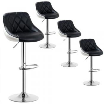 Woltu 4er Set Barhocker, drehbar, 2-farbig, Kunstleder
