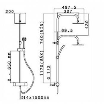 Columna de ducha Sfera Ther negra Cabel 7102T2L