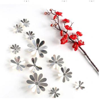 Bedroom Flower Mirror Sticker Collection – 12 Pieces
