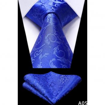 Corbata de Seda para Hombre con Diseño a Cuadros y Pañuelo