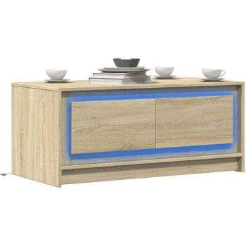 Mesa de Centro con Iluminación LED “Roble Sonata” – Madera Ingenieril