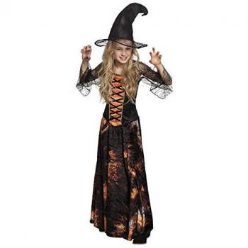 Costume de sorcière noire et orange pour fille