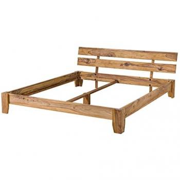 Structure lit double 140x200 cm – Bois massif palissandre huilé (Brun Nature Brown) – 510
