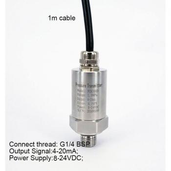 Pressure Transducer 0-100 kPa (14.5 PSI) Silicone with 1m Cable G1/4 4-20mA Output