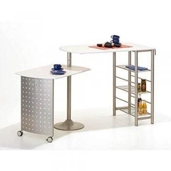 Ensemble de tables de bar en blanc et métal gris