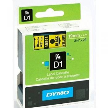 Dymo 45808 19mm x 7m Black on Yellow Tape 10105J