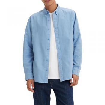 Langarmhemd LEVI'S AUTHENTIC BUTTON DOWN Gr. L, N-Gr, blau (allure garment dye), Herren, Web, Obermaterial: 100% Baumwolle, Hemden, mit Ton-in-Ton Logostickerei auf der Brust