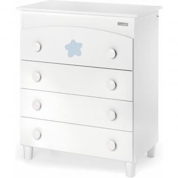 Cómoda Trama Big Star estilo blanco mate con acento azul bebé