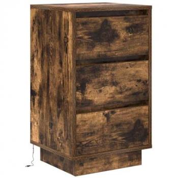 Contemporary LED Bedside Cabinet Smoked Oak 38x34x65 cm