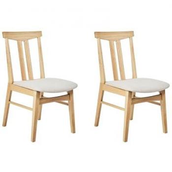 Belianni Retro Dining Chairs – Two-Seat Beige, Armless, Light Wood Frame