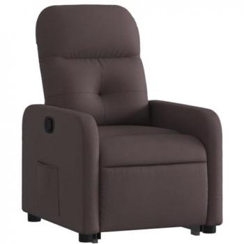 Sillón reclinable elevable tela marrón oscuro vidaXL
