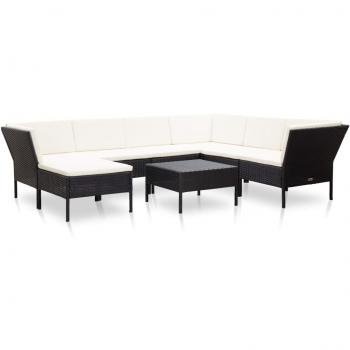 VidaXL Poly Rattan Garten-Lounge-Set, 8-teilig, in elegantem Schwarz