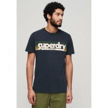 Tee Superdry Terrain Rayado con Logo Azul Marino