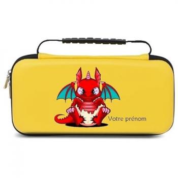 Pochette Switch Lite jaune dragon rouge personnalisable